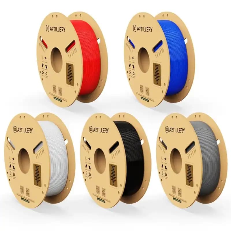 Lot de Filaments ARTILLERY pour Imprimante 3D - Pack de 5kg, PLA 1.75mm, 5 Couleurs (ou 5kg Noir)