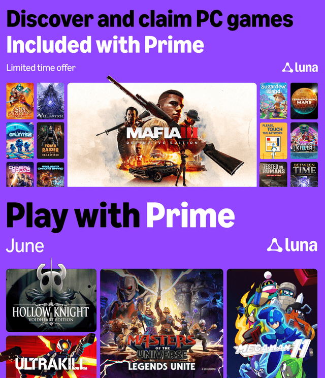 [Prime Gaming] 15 Jeux PC offerts: Mafia III DE, Tomb Raider IV-VI Remastered, etc. + Ajouts Luna: Ultrakill, Hollow Knight, etc.