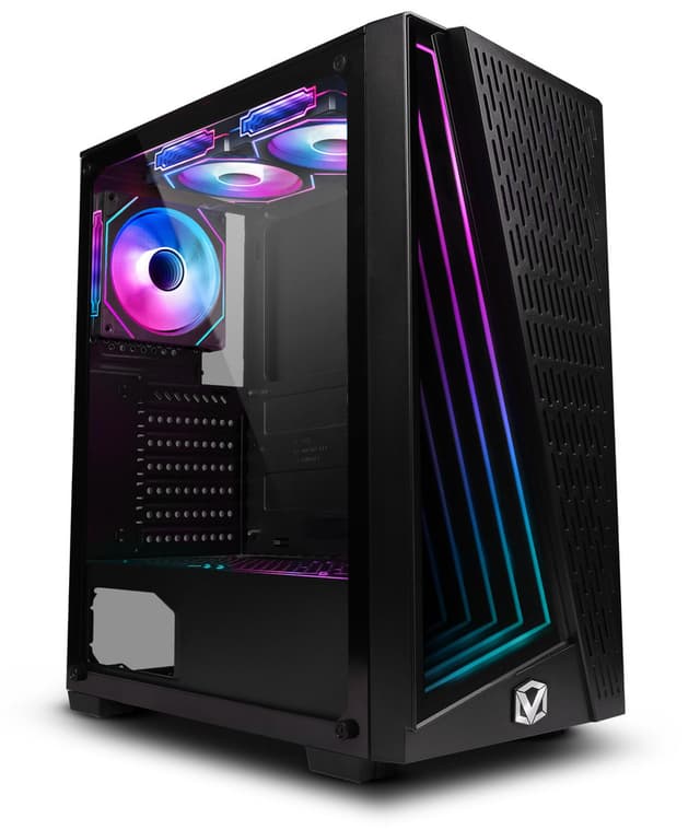 Boîtier PC ATX élégant avec 3 ventilos RGB et verre trempé
