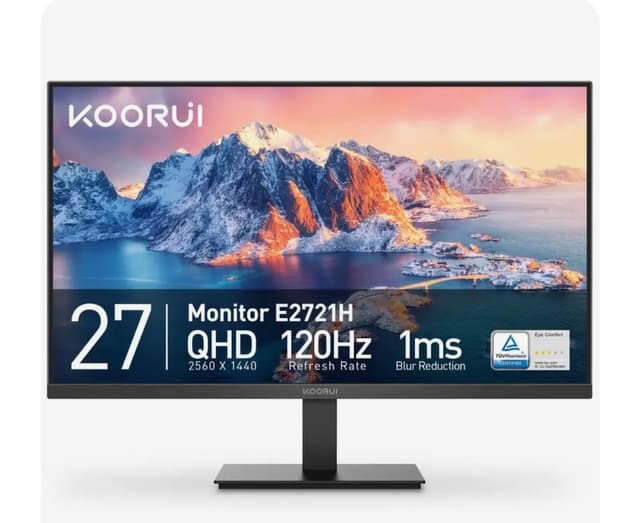 Écran PC 27" Koorui IPS QHD 120Hz avec FreeSync/G-Sync et HDR10