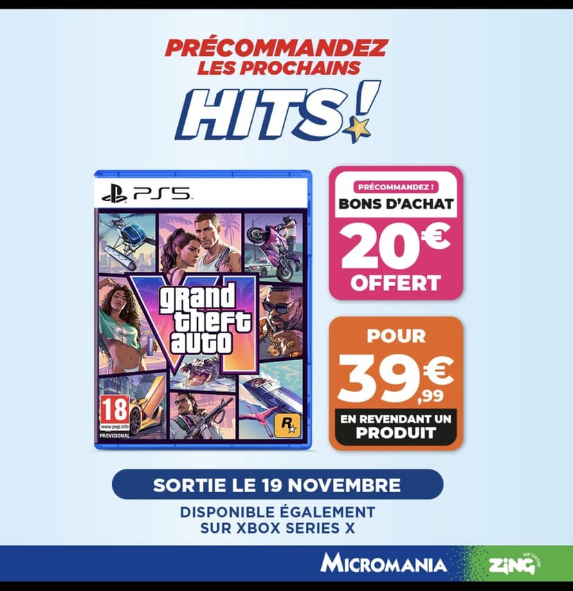 Précommande GTA VI à prix réduit avec reprise de jeu