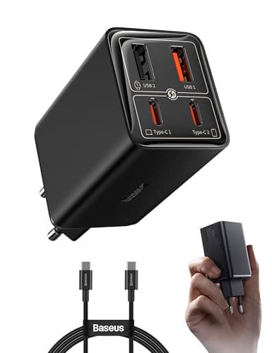 Super Chargeur USB C 4 Ports - 65W, Technologie GaN 6, Disponible en Bleu, Violet ou Blanc
