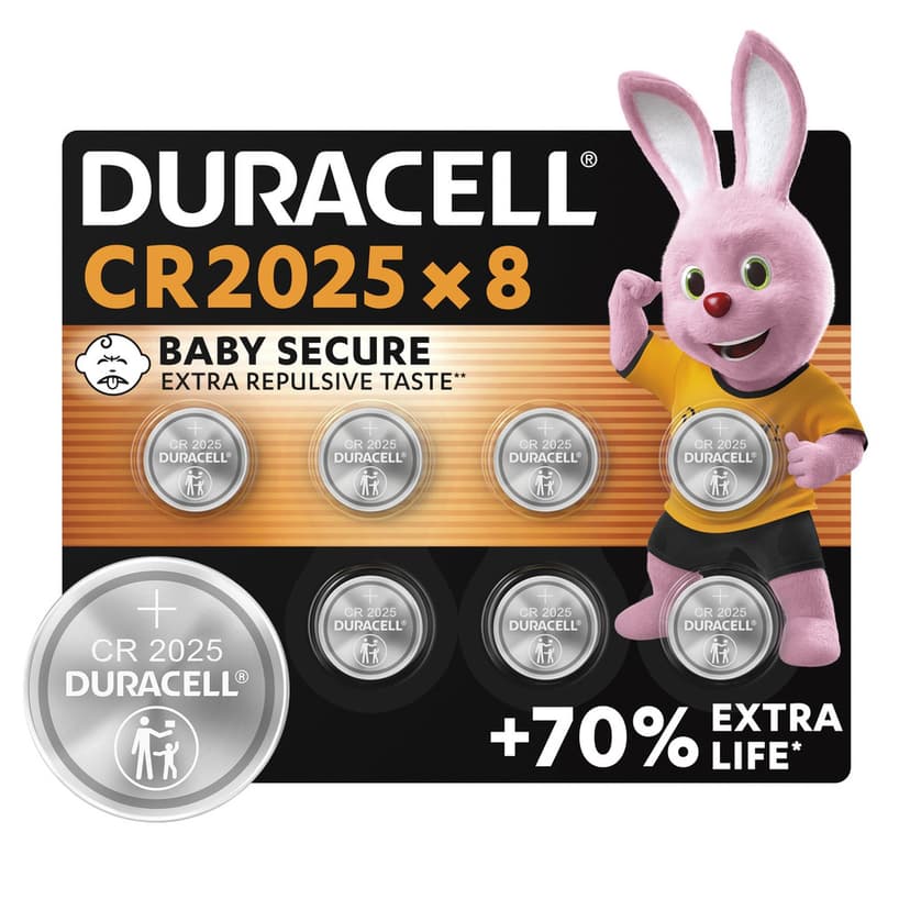 Lot de 8 piles boutons Duracell 2025 lithium 3V