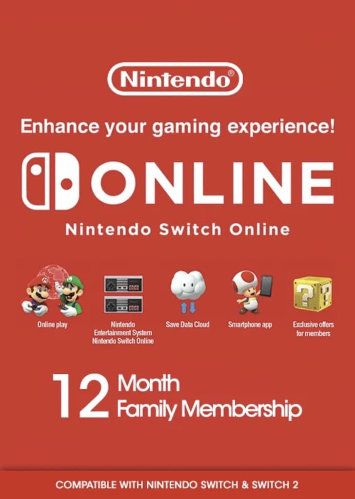 Abonnement familial Nintendo Switch Online pour 8 comptes