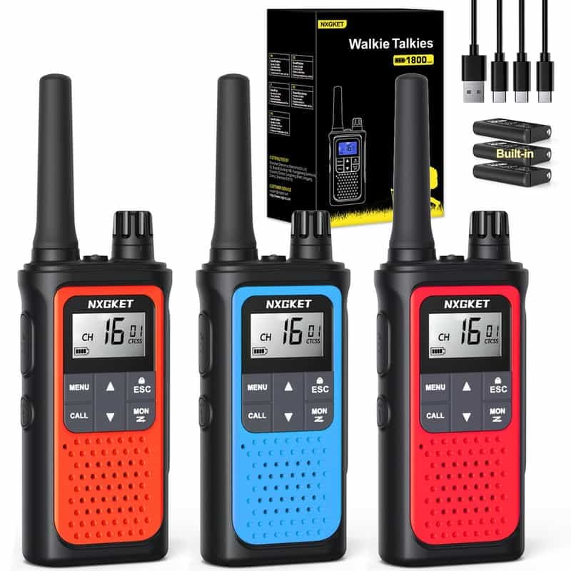 Ensemble de 3 Talkies-Walkies Professionnels, Rechargeables et Performants (Pack de 3)