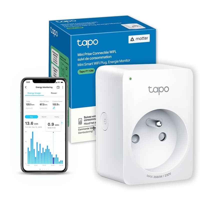 Prise intelligente TP-Link Tapo P110M Matter : contrôle à distance et suivi énergétique