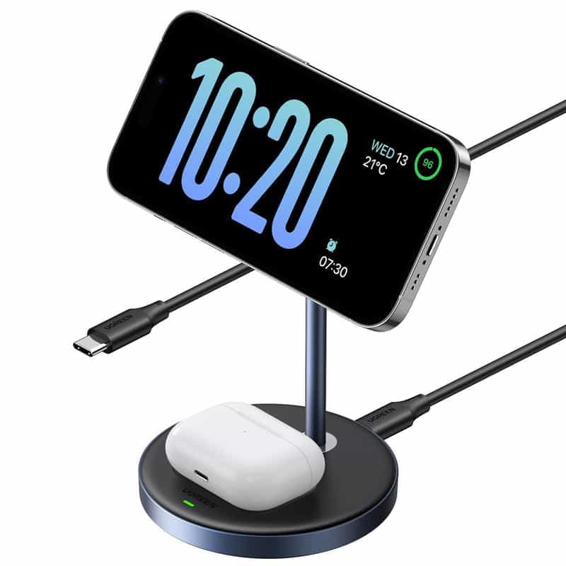 Support de Charge Induction UGREEN MagFlow 2-en-1 pour iPhone + AirPods