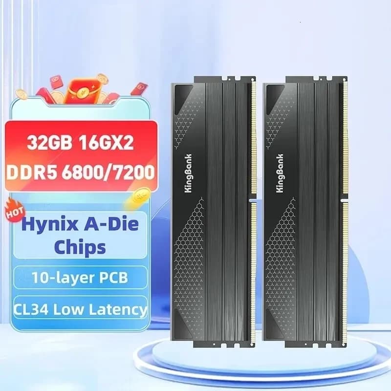 Kit mémoire DDR5 KingBank Hynix 32Go (2x16Go) 7200MHz CL34 Intel XMP 3.0
