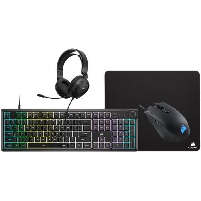 Pack Corsair : Clavier K55 RGB Core, Casque HS35, Souris Harpoon RGB et Tapis MM100