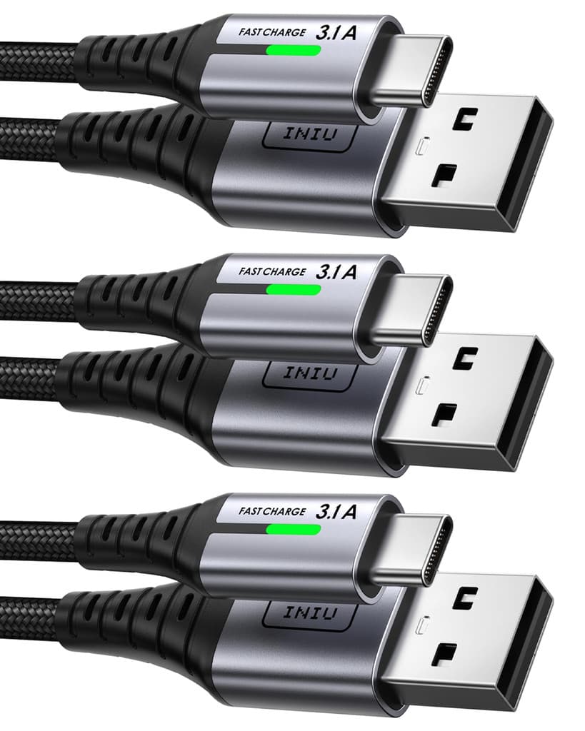Lot de 3 Câbles USB-C Iniu Charge Rapide 3,1A - 2m + 2m + 0,5m