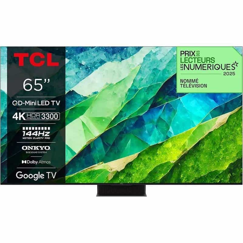 Téléviseur TCL 65C89B 65" - Mini-LED, 4K UHD, 144Hz, HDR10+, Dolby Vision IQ, FreeSync Premium Pro, VRR & ALLM, Google TV