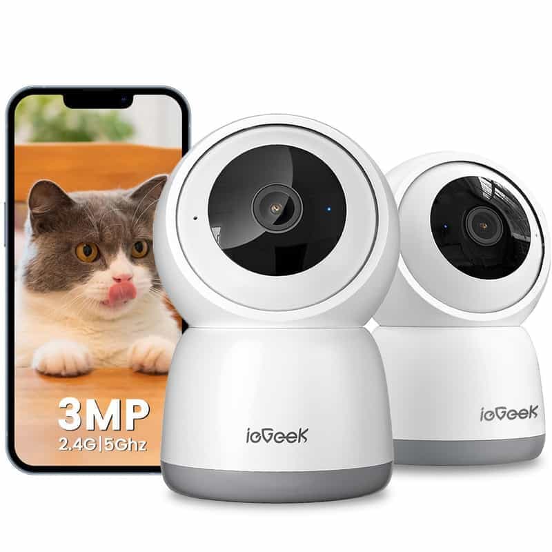 Lot de 2 Caméras de Surveillance WiFi Intérieur 360° ieGeek avec Détection AI/PIR et Suivi Automatique