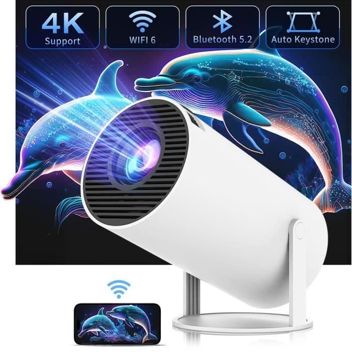 🌟 Projecteur Portable ISINBOX - Résolution 4K, WiFi 2.4/5G, Bluetooth 5.2