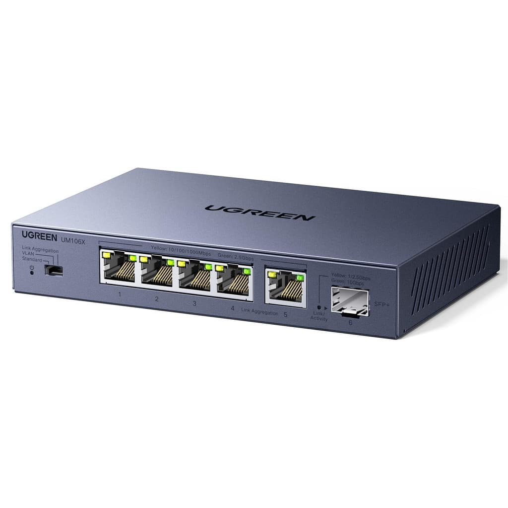 Switch Ethernet UGREEN 6 ports 2.5G/10G avec boîtier métal et VLAN