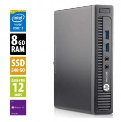 HP ProDesk 400 G1 USFF- Core i3-4160T - 8Go RAM - 240Go SSD  - W10P - reconditionné certifié