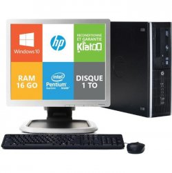 ordinateur de bureau HP elite 8200 dual core 16go ram 1to disque dur,écran 17 pouces,pc de bureau,windows 10