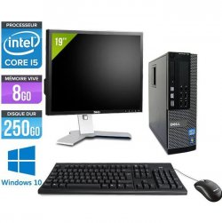 Pc de bureau Dell 7010 -Core i5 - 8G- 250G- Win. 10 +Ecran 19''
