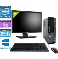 Pc de bureau Dell 7010 -Core i5 - 8G- 250G- Win. 10 +Ecran 22''
