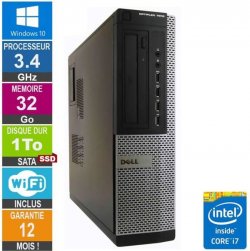PC Dell 7010 DT Core i7-3770 3.40GHz 32Go/1To SSD Wifi W10