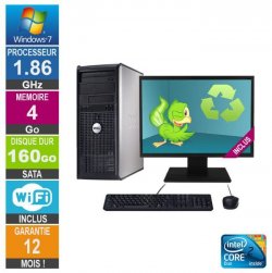 PC Dell Optiplex 780 Core 2 Duo E6300 2.80GHz 4Go/160Go Wifi W7 + Ecran 22
