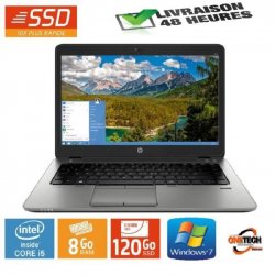 Pc portable HP elitebook 840 G1 core i5 - 8 Go ram - disque dur 120 SSD - Windows 7 Pro - antivirus offert